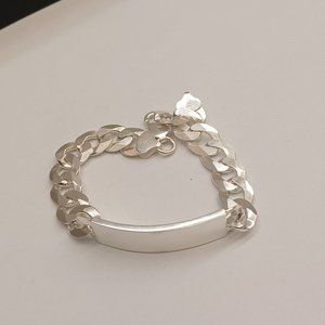 925 Sterling Silver Cuban Id Men Bracelet